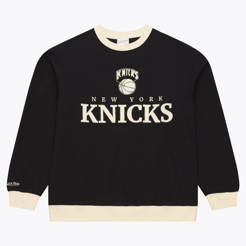 New York Knicks Mitchell & Ness Cookies & Cream Fleece Crewneck Sweatshirt - Black
