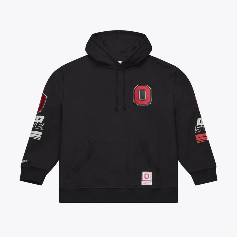 Ohio State Buckeyes Mitchell & Ness Triple Check Fleece Pullover Hoodie - Black