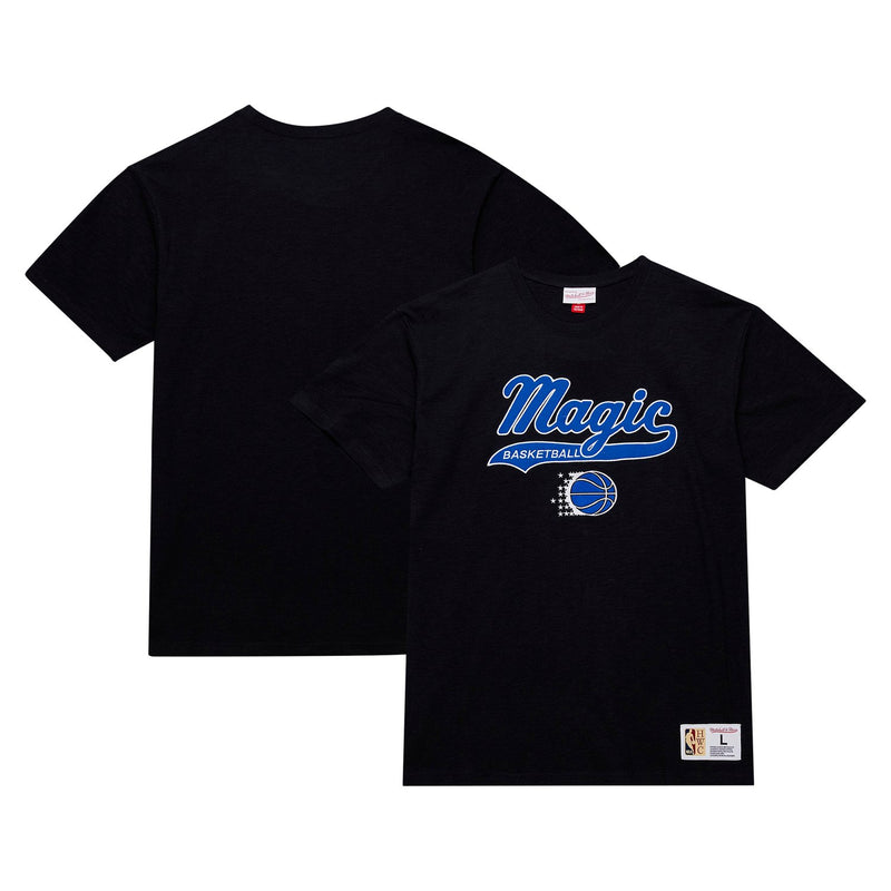 Orlando Magic Mitchell & Ness Hardwood Classics Felt Applique Slub T-Shirt - Black