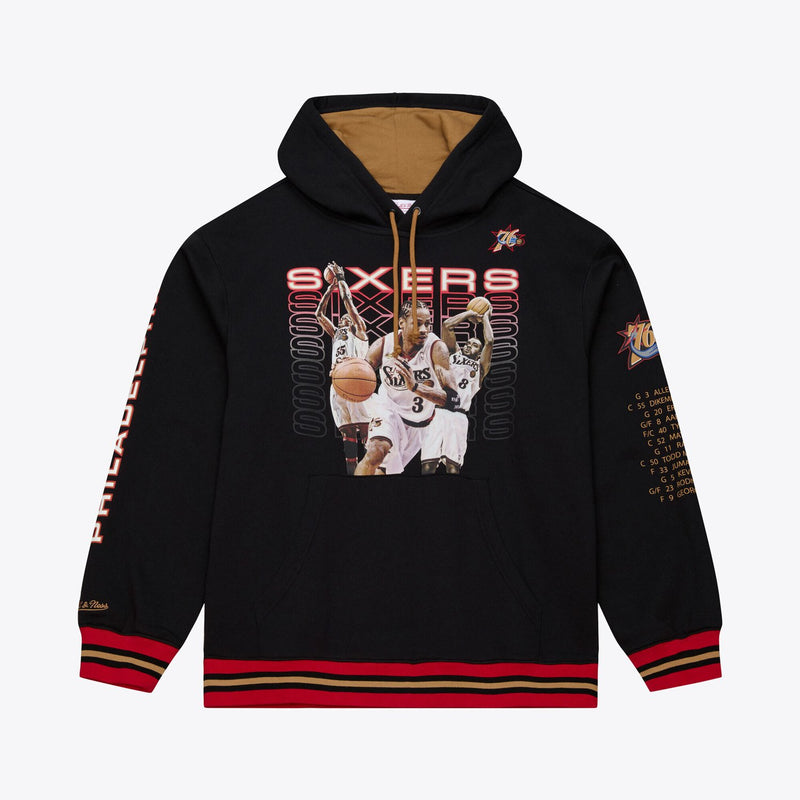Philadelphia 76ers Mitchell & Ness Hardwood Classics Originals Collection 2000-2001 Team Roster Fleece Hoodie - Black