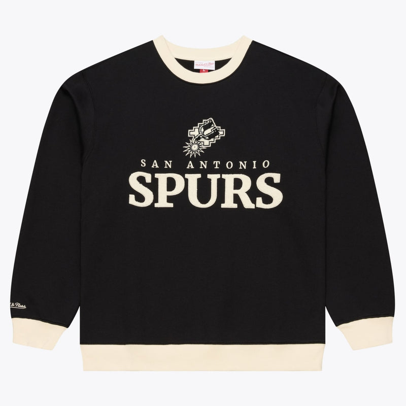 San Antonio Spurs Mitchell & Ness Cookies & Cream Fleece Crewneck Sweatshirt - Black