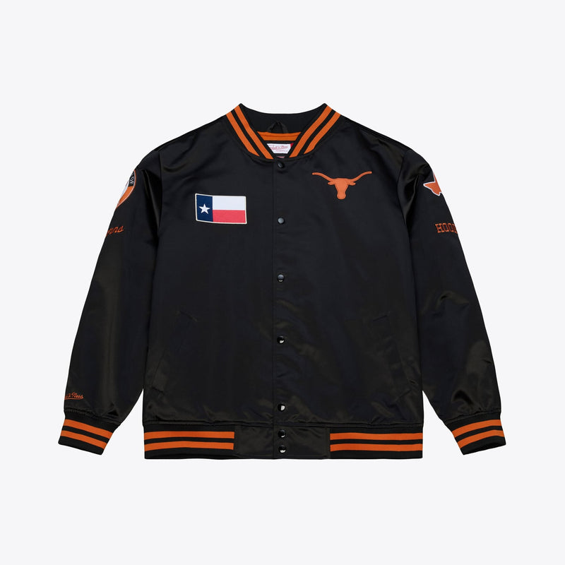 Texas Longhorns Mitchell & Ness Double Clutch Lightweight Satin Full-Snap Jacket - Black