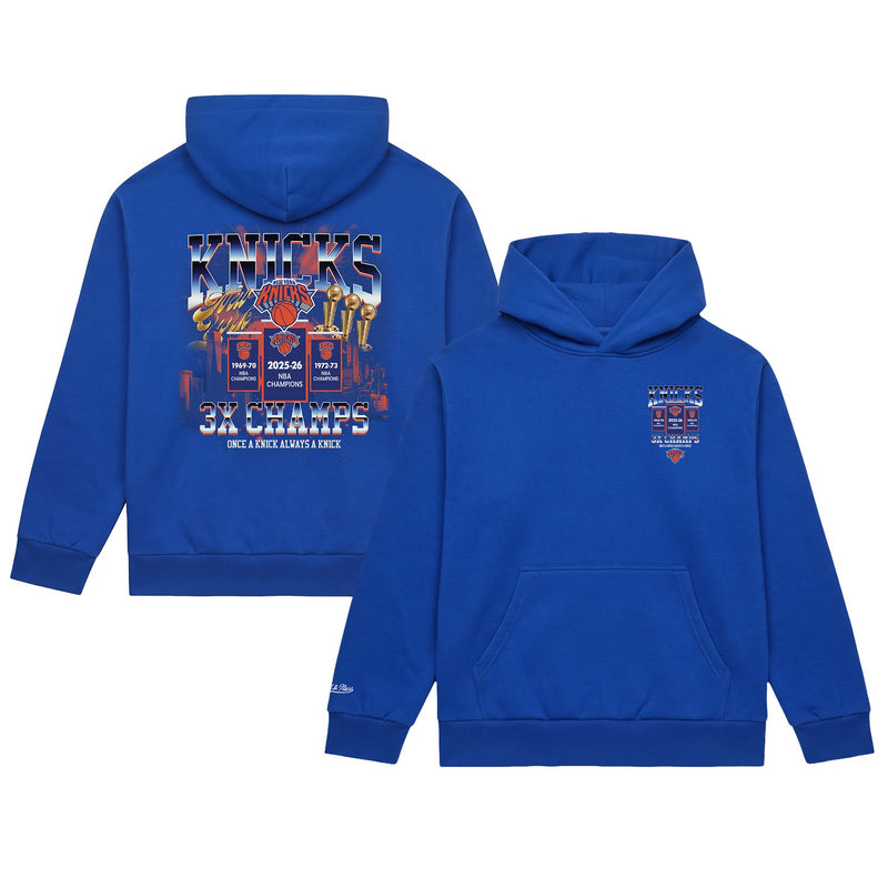New York Knicks Mitchell & Ness 2026 NBA Finals Champions Banner Hoodie - Blue
