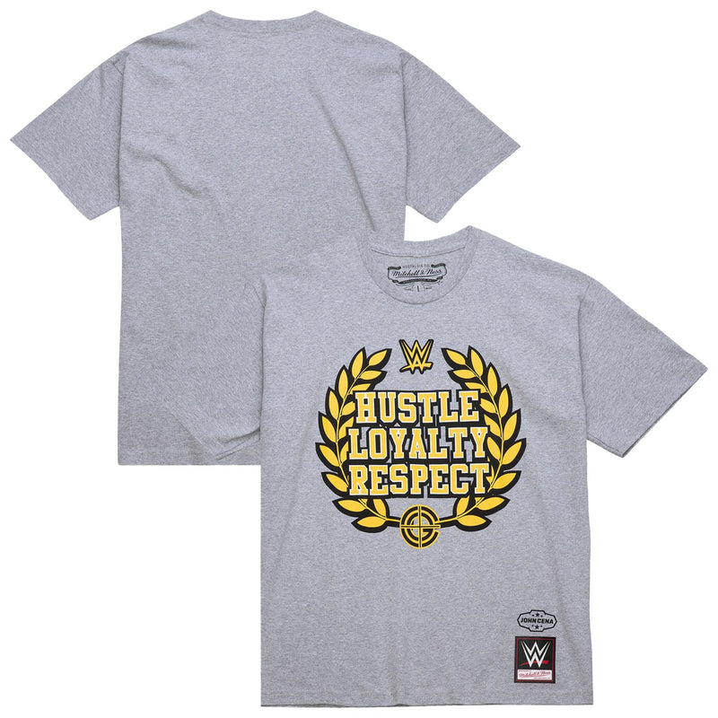 John Cena Mitchell & Ness Hustle Loyalty Respect Wreath Classic T-Shirt - Heather Gray