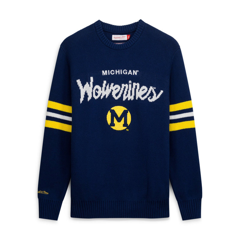 Michigan Wolverines Mitchell & Ness Head Coach Sweater - Navy