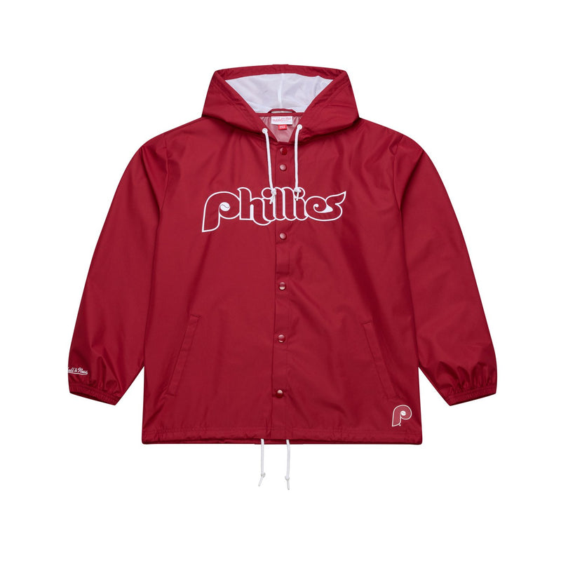 Philadelphia Phillies Mitchell & Ness Full-Snap Hooded Coaches Jacket - Red