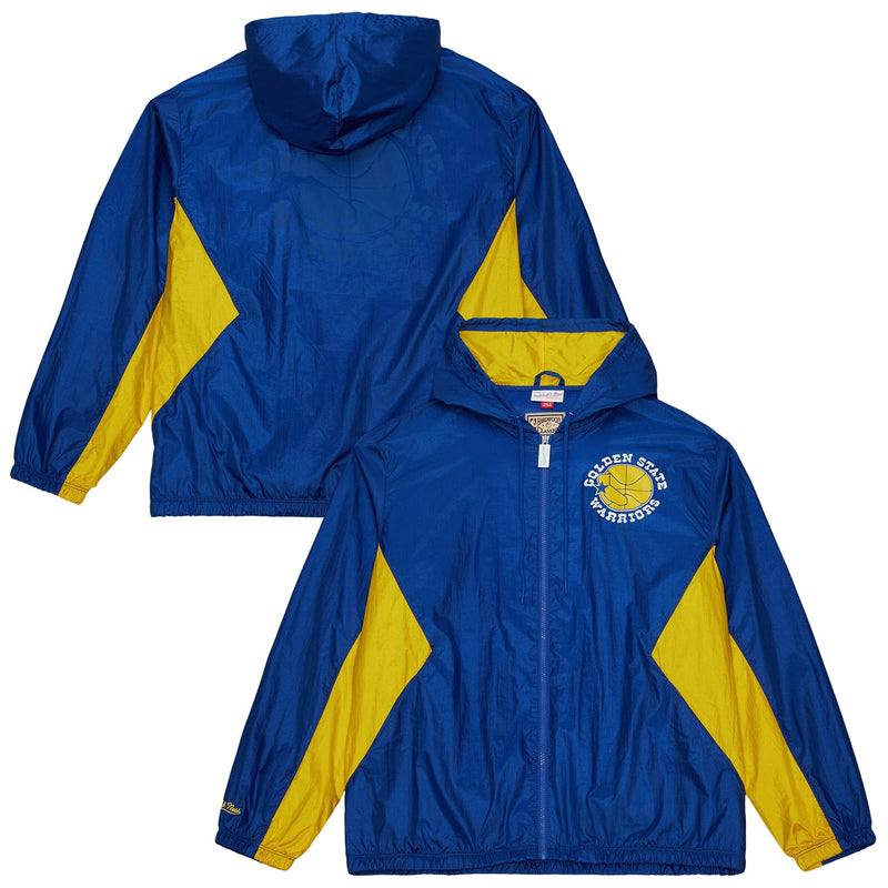 Golden State Warriors Mitchell & Ness Playmaker Full-Zip Hooded Windbreaker Jacket - Royal