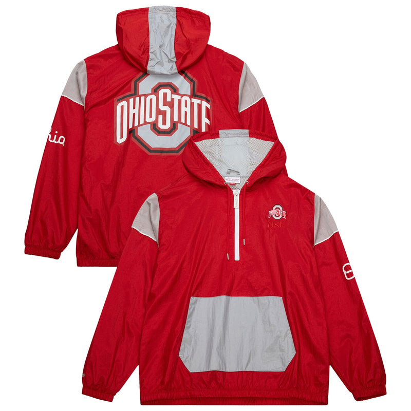 Ohio State Buckeyes Mitchell & Ness Team 3.0 Anorak Half-Zip Hoodie - Scarlet