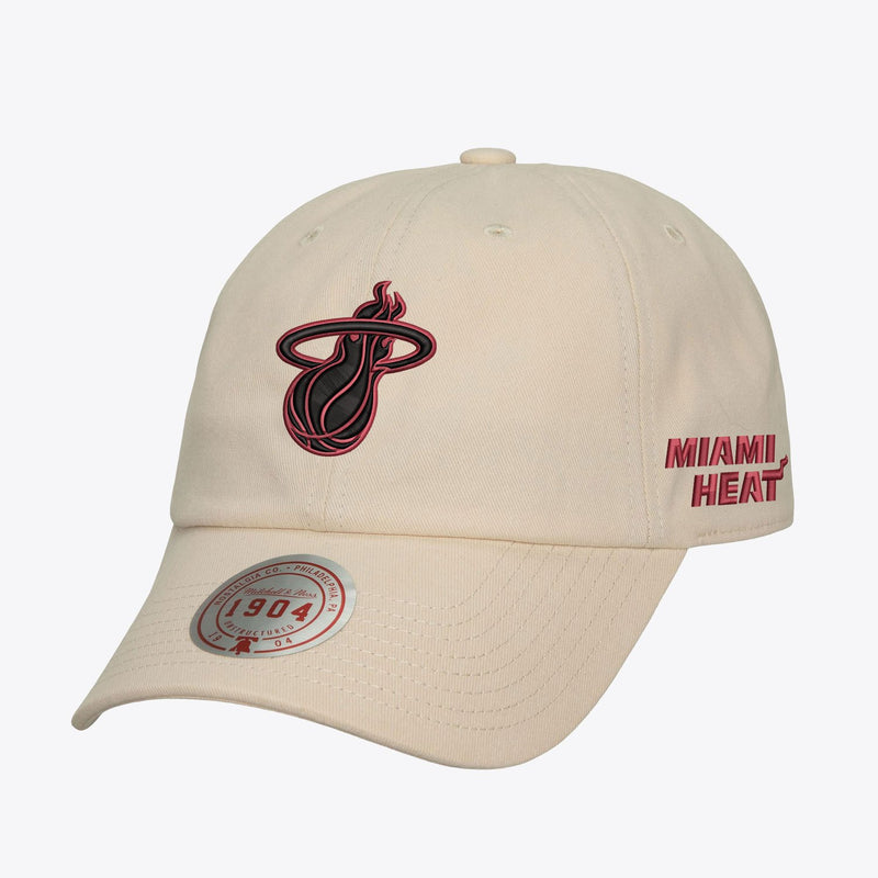 Mitchell & Ness Miami Heat Cream Off Team 1904 Adjustable Dad Hat