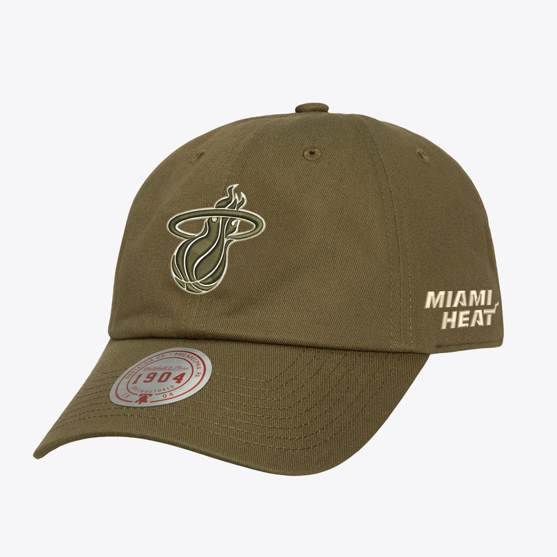 Mitchell & Ness Miami Heat Olive Off Team 1904 Adjustable Dad Hat
