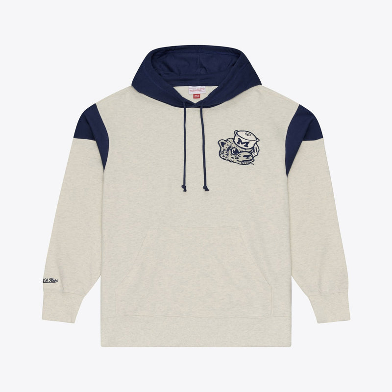 Mitchell & Ness Michigan Wolverines Cream Retro Roots French Terry Hoodie