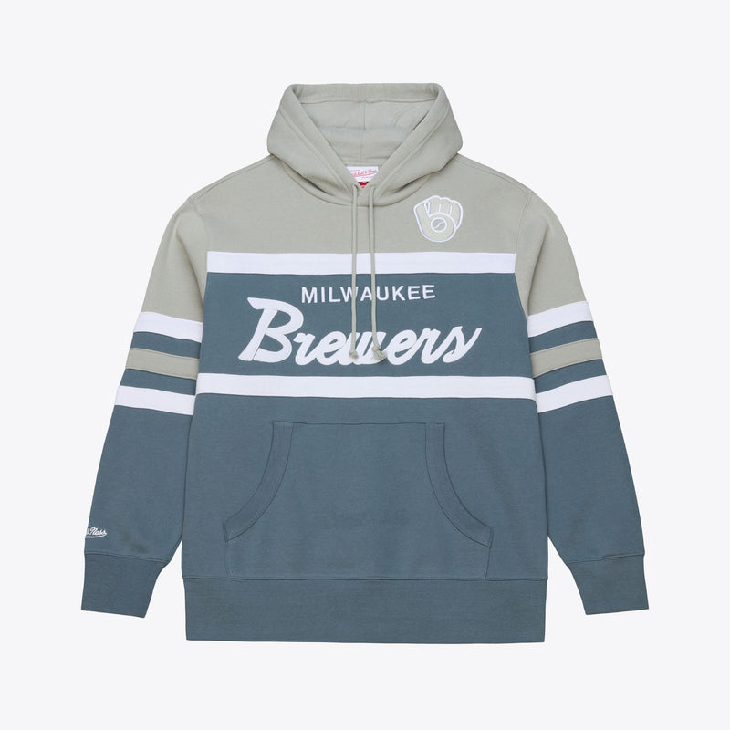 Mitchell & Ness Milwaukee Brewers Gray Thunderstorm Head Coach Hoodie