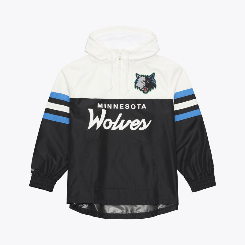 Mitchell & Ness Minnesota Timberwolves Black Head Coach Lightweight Anorak Quarter-Zip Windbreaker