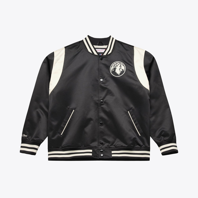 Mitchell & Ness Minnesota Timberwolves Black Retro Roots Lightweight Satin Full-Snap Jacket