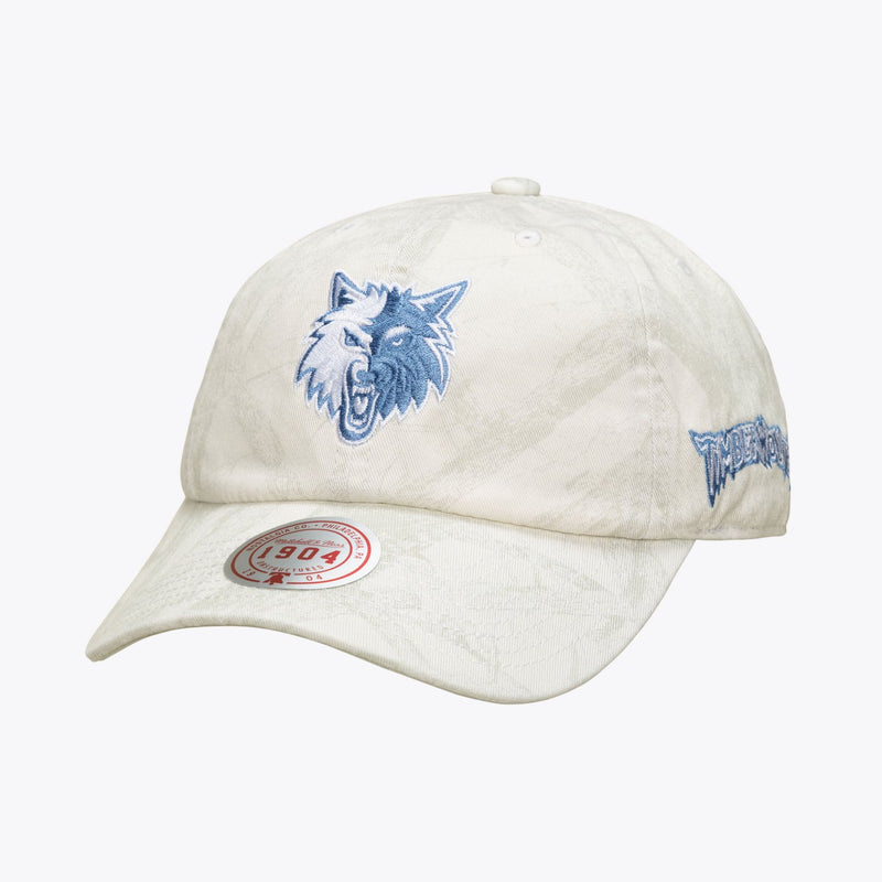 Mitchell & Ness Minnesota Timberwolves White Hardwood Classics Ghosted 1904 Adjustable Dad Hat