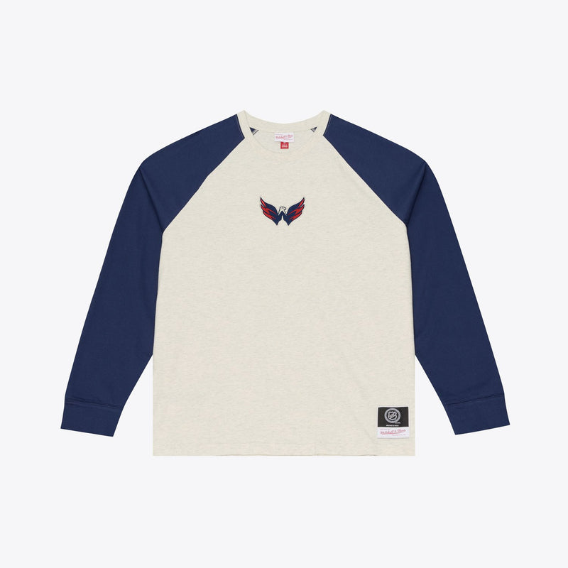 Mitchell & Ness Washington Capitals Cream/Navy Retro Roots Premium Long Sleeve T-Shirt