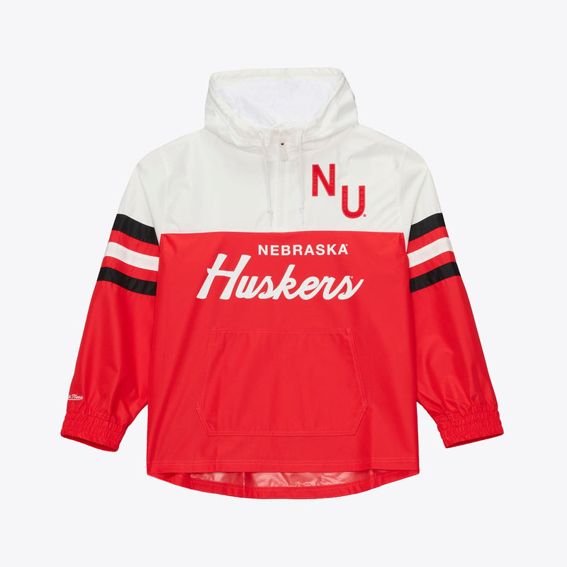 Mitchell & Ness Nebraska Huskers Scarlet Head Coach Lightweight Anorak Quarter-Zip Windbreaker