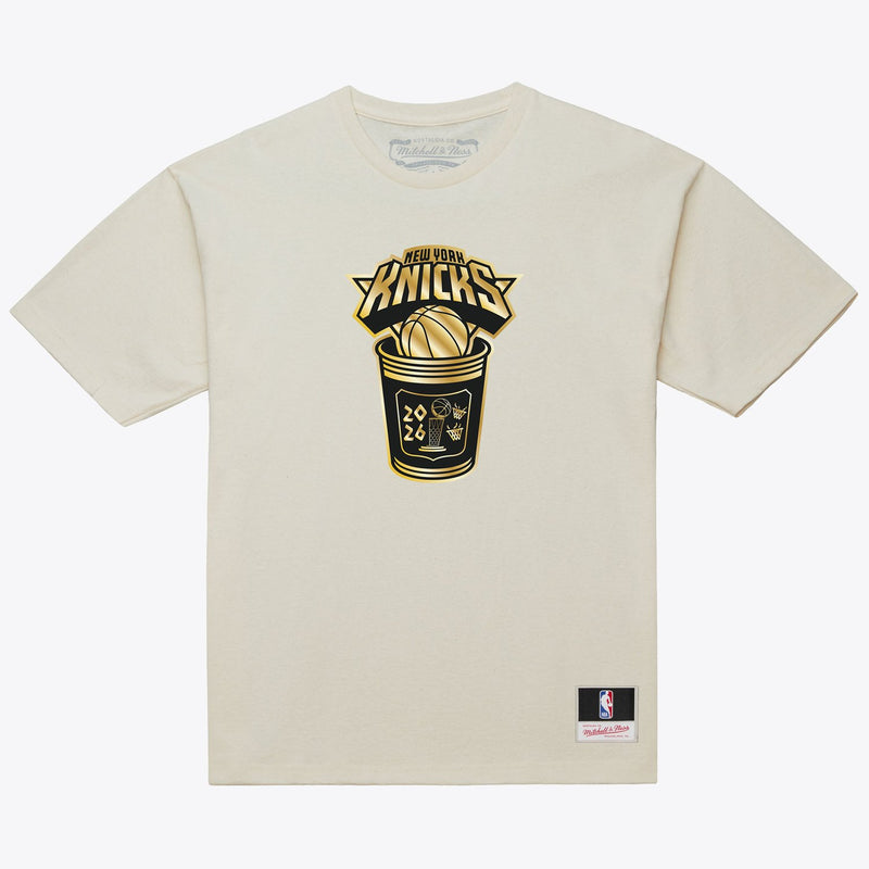 Mitchell & Ness New York Knicks Cream 2026 NBA Finals Champions Coffee Cup T-Shirt