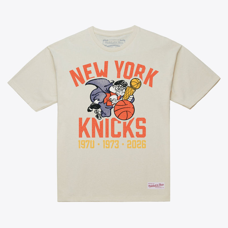 Mitchell & Ness New York Knicks Cream Three-Time NBA Finals Champions Knickerbocker T-Shirt