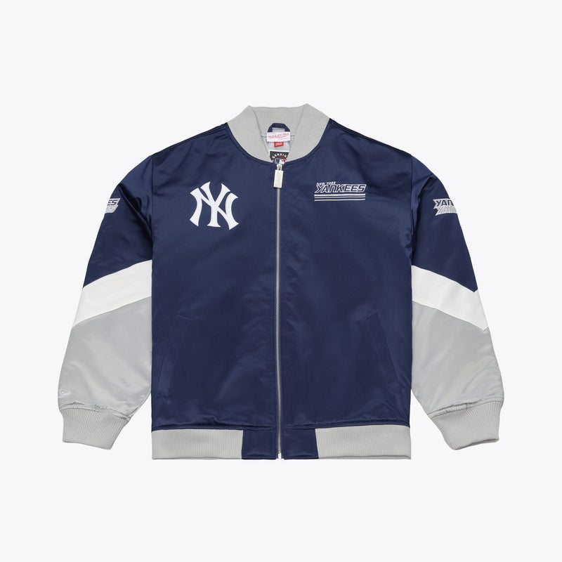 Mitchell & Ness New York Yankees Navy Triple Check Heavyweight Satin Full-Zip Jacket