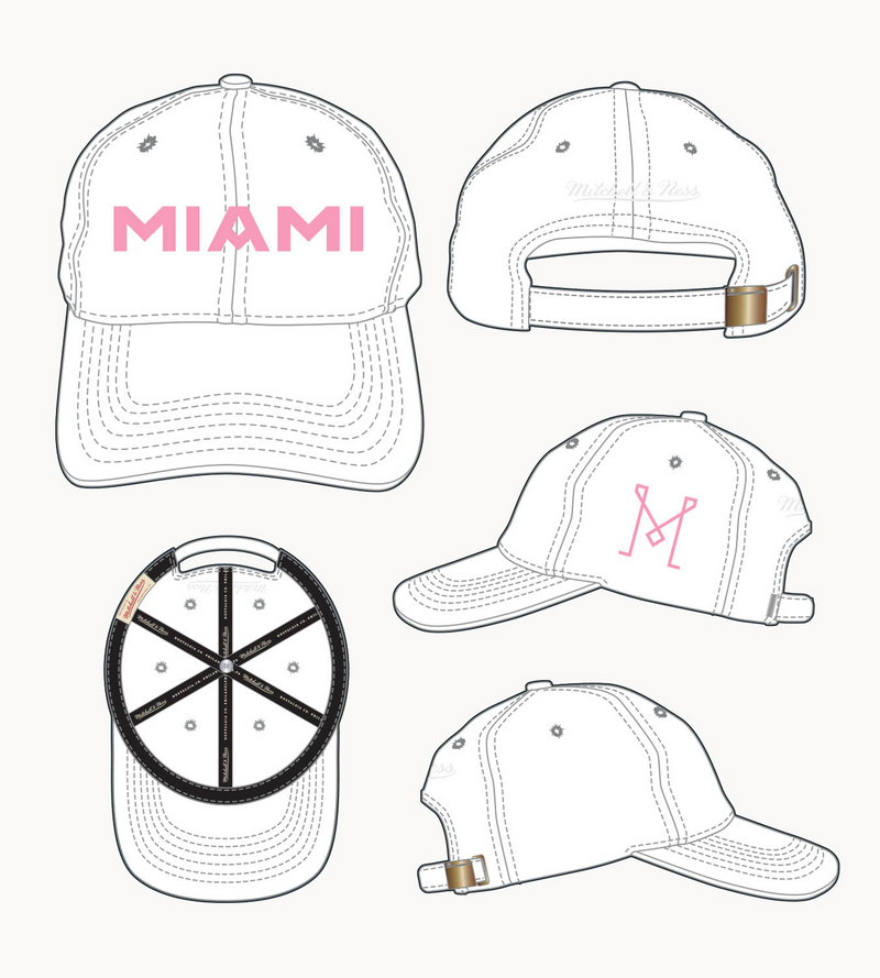 Mitchell & Ness Inter Miami CF White Pink Word Crest Dad Hat
