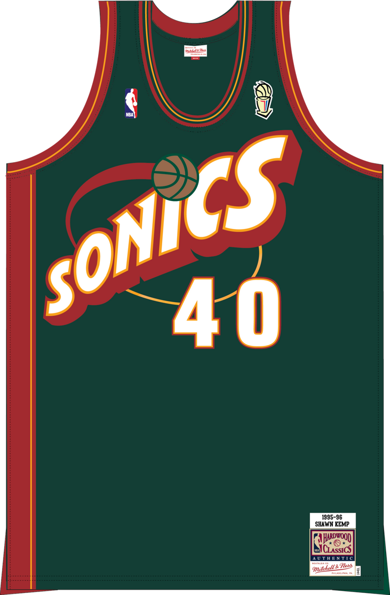 Mitchell & Ness Shawn Kemp Seattle Supersonics 1995 Dark Green Authentic Jersey