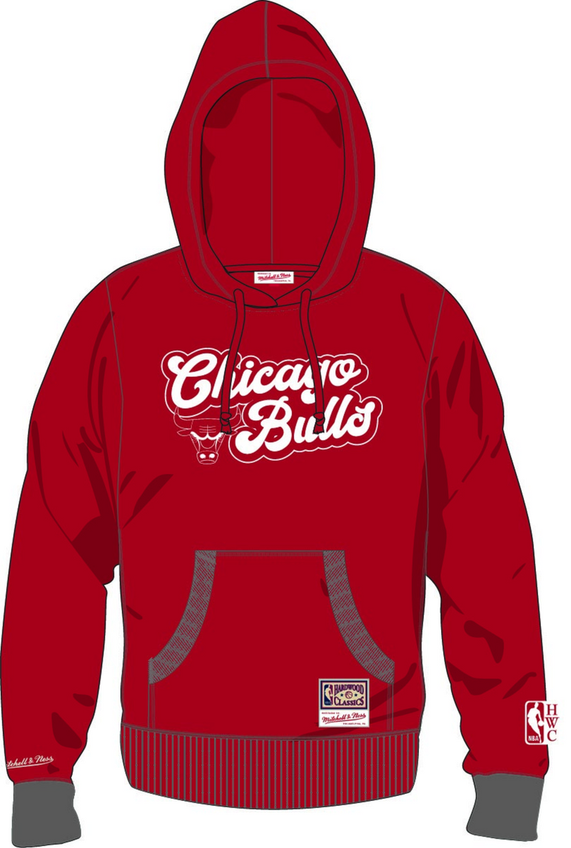 Chicago Bulls Bleacher Report x Mitchell & Ness Unisex Backstage Crew Pullover Hoodie - Red