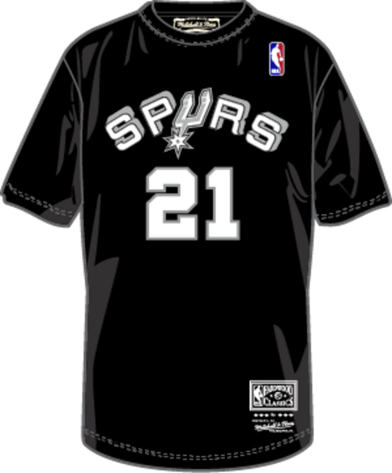 Mitchell & Ness Tim Duncan San Antonio Spurs 1989 Black Name & Number T-Shirt