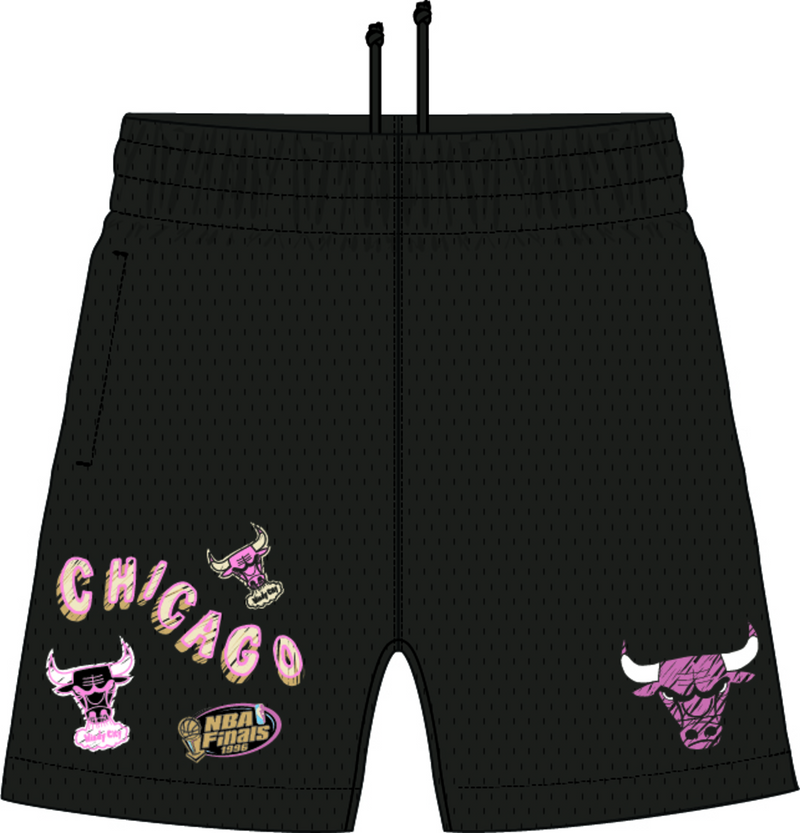 Mitchell & Ness Chicago Bulls Black Hardwood Classics Sidewalk Sketch Shorts