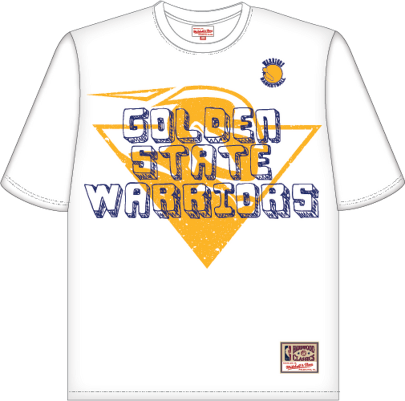 Mitchell & Ness Golden State Warriors White Striker Premium Graphic T-Shirt