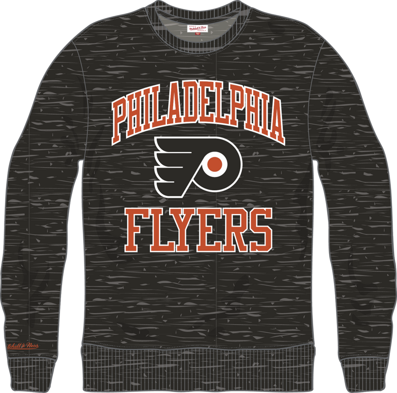 Mitchell & Ness Philadelphia Flyers Black Current Logo Playoff Win Fleece Crew Sweatshirt