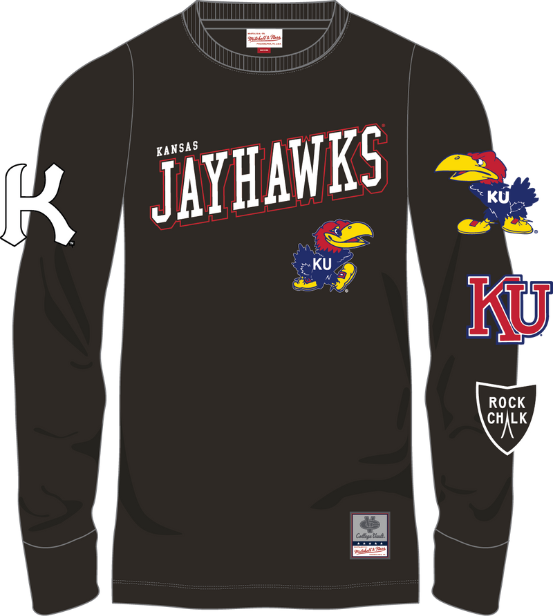 Mitchell & Ness University of Kansas Jayhawks Black Training Camp Long Sleeve T-Shirt