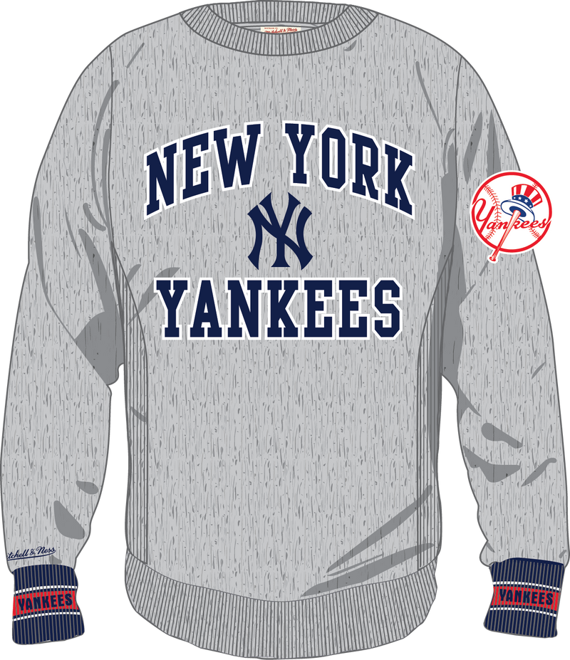Mitchell & Ness New York Yankees Grey Heather Team Celebration Fleece Crew Sweatshirt