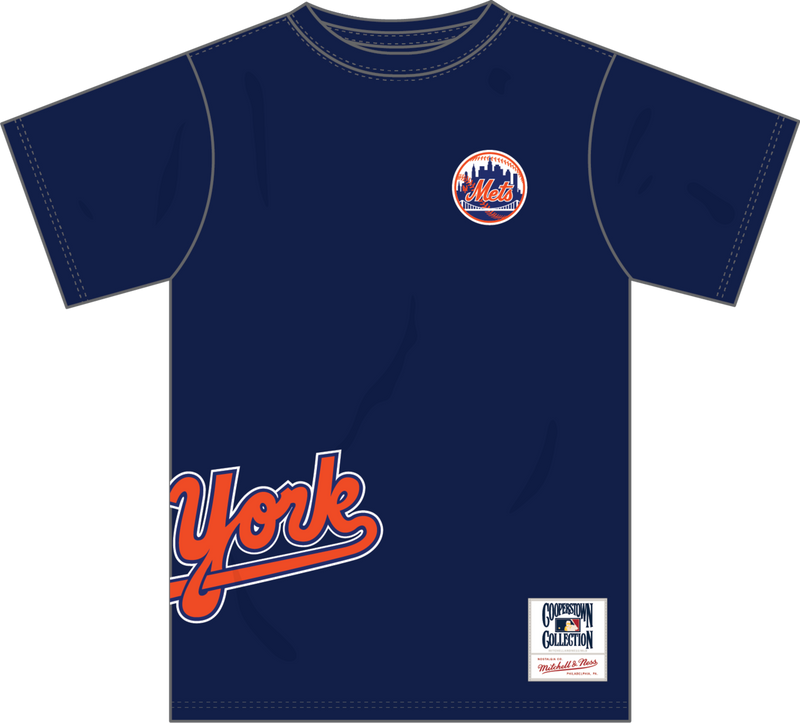 Mitchell & Ness New York Mets Navy Playoff Win Premium T-Shirt