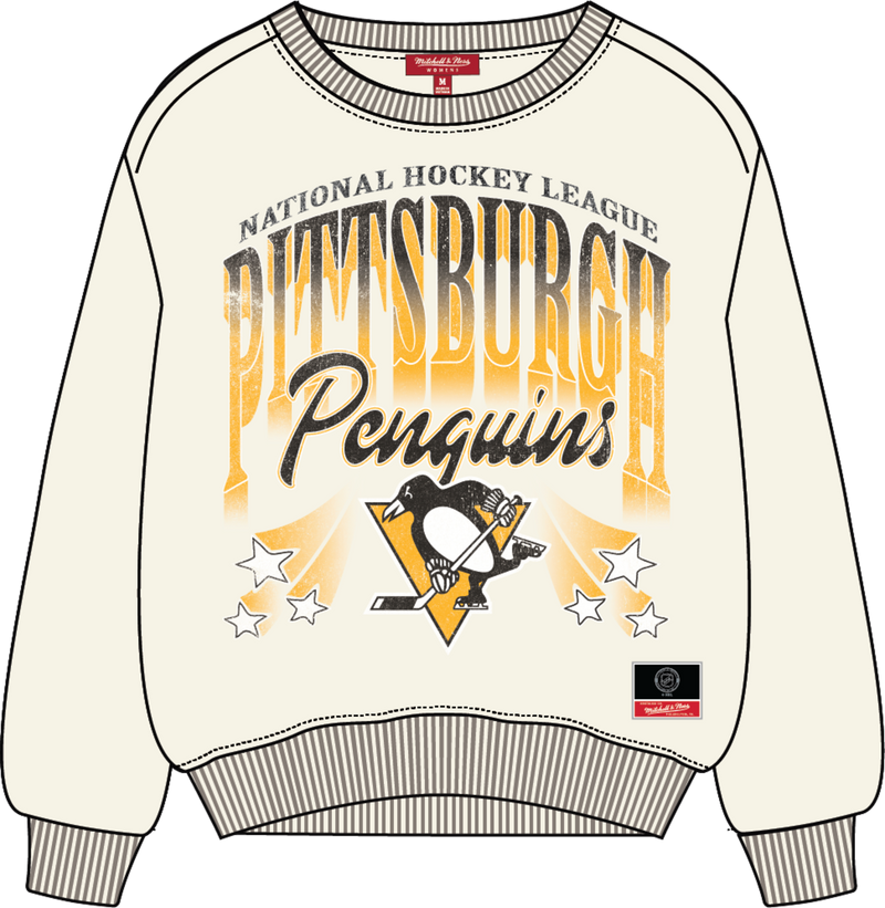 Mitchell & Ness Women's Pittsburgh Penguins Off White Star Player Crewneck Sweatshirt