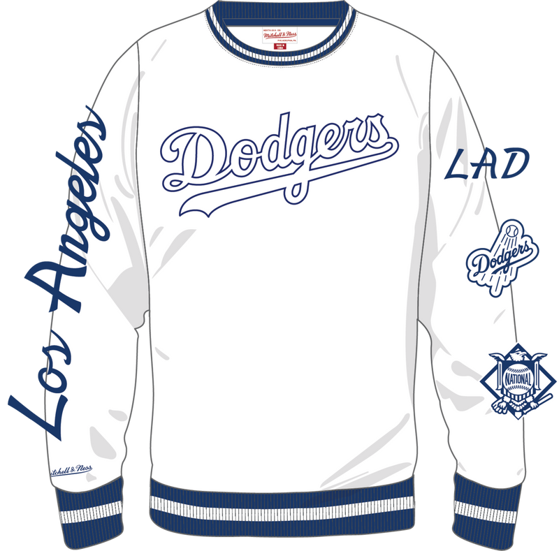 Mitchell & Ness Los Angeles Dodgers Arctic White Fleece Crew Sweatshirt