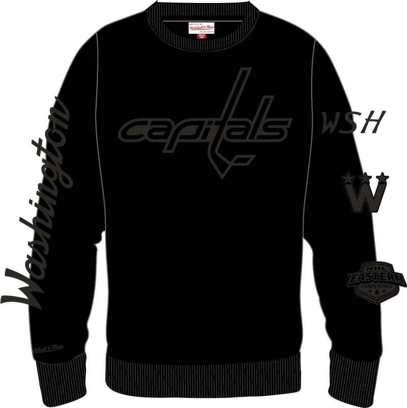 Mitchell & Ness Washington Capitals Black Phantom Fleece Crew Sweatshirt