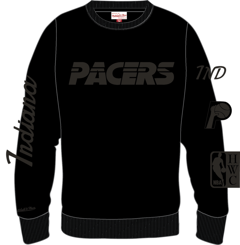 Mitchell & Ness Indiana Pacers Black Phantom Fleece Crew Sweatshirt