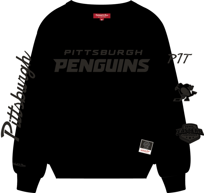 Mitchell & Ness Women's Pittsburgh Penguins Black Phantom Fleece Crew Sweatshirt