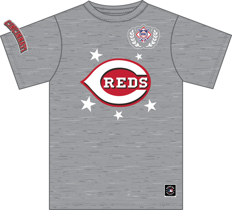 Mitchell & Ness Cincinnati Reds Grey Heather Pep Rally Premium T-Shirt