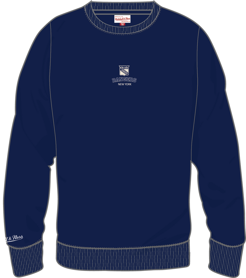 Mitchell & Ness New York Rangers Navy Core Essentials Fleece Crew Sweatshirt