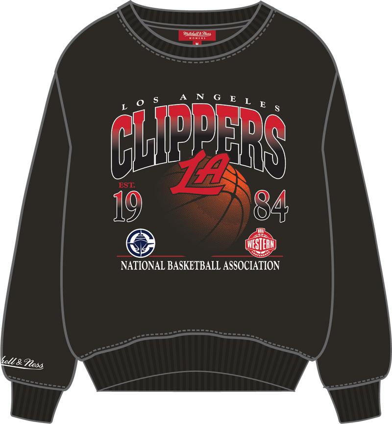 Mitchell & Ness Women's LA Clippers Black Street Graphics Lightweight Crew Sweatshirt