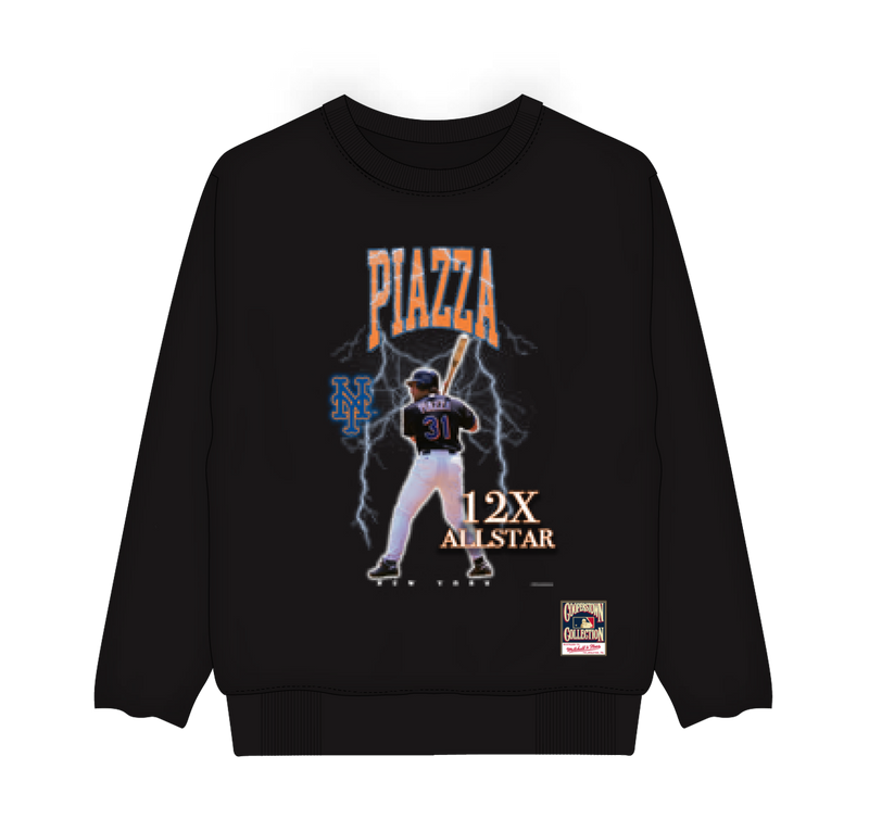 Mitchell & Ness Mike Piazza New York Mets Black Photo Crewneck Sweatshirt