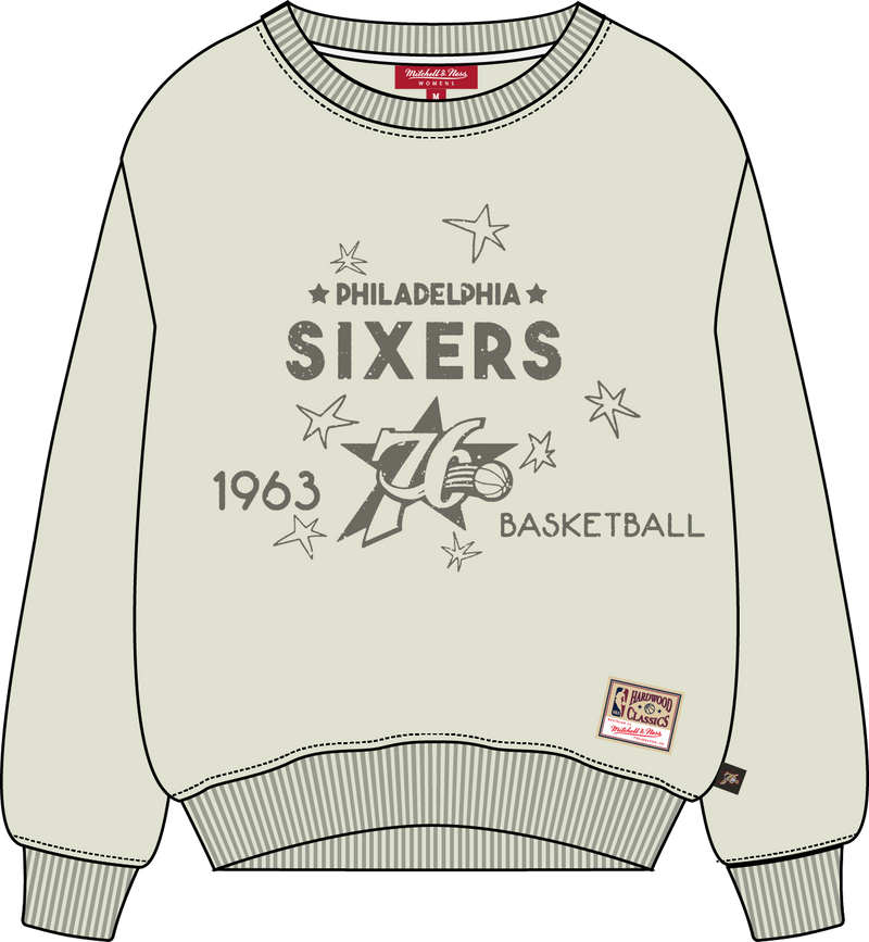 Mitchell & Ness Women's Philadelphia 76ers Cream Logo Lightweight Crew Sweatshirt 3.0