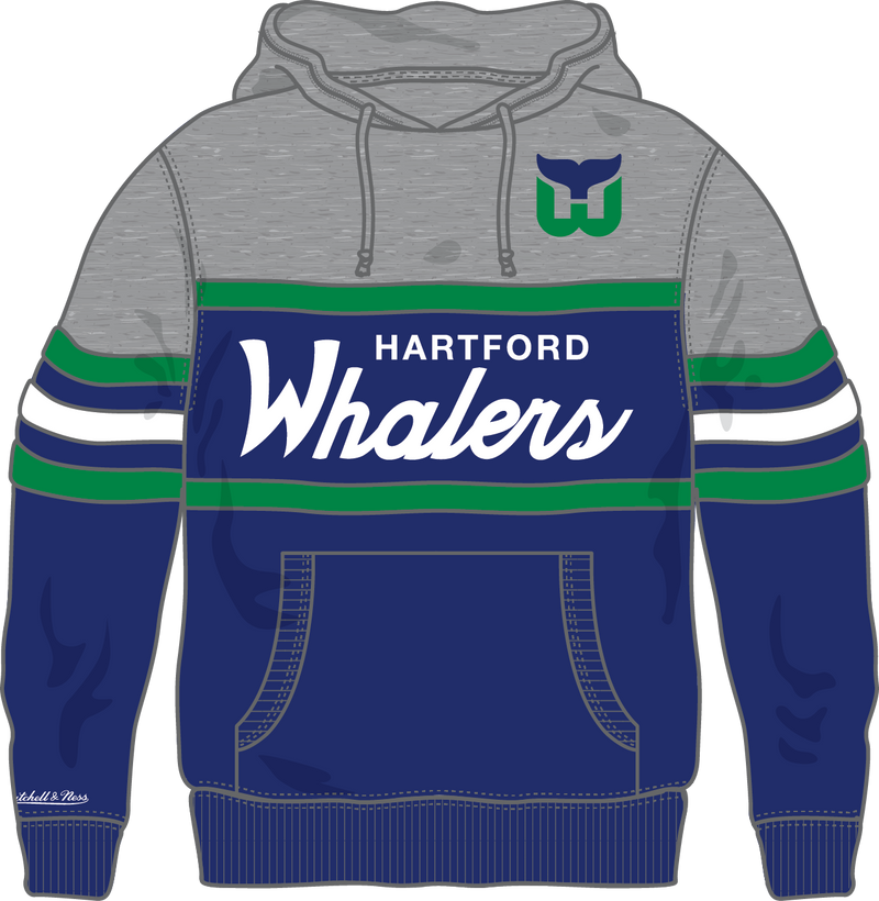 Mitchell & Ness Hartford Whalers Royal/Grey Head Coach Hoodie