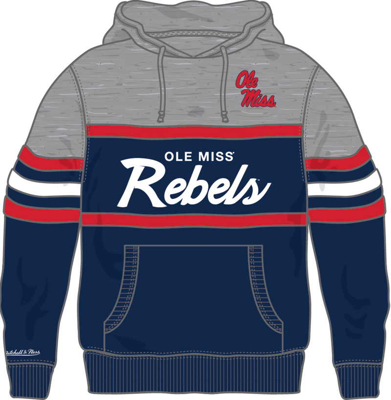 Mitchell & Ness University of Mississippi Ole Miss Navy/Grey Head Coach Hoodie