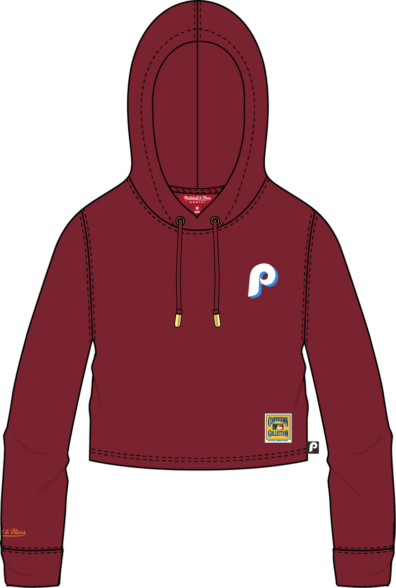 Mitchell & Ness Women's Philadelphia Phillies Cardinal Crop Hoodie