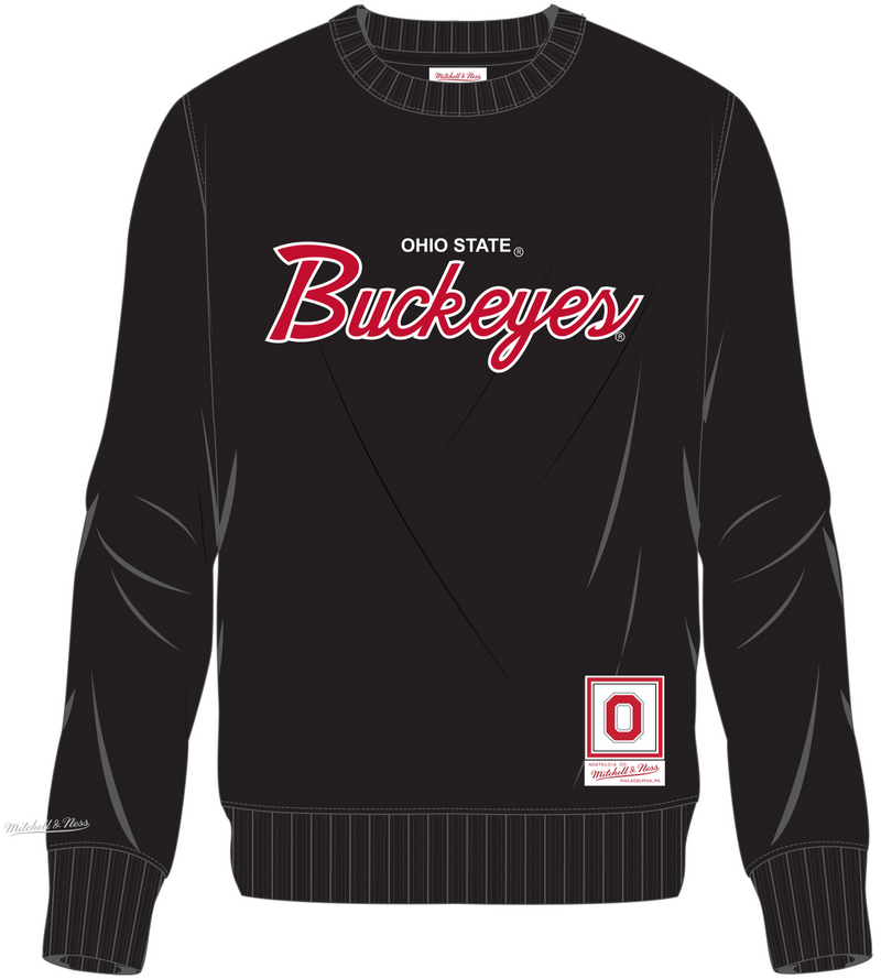 Mitchell & Ness Ohio State Buckeyes Black Elite Script Crew Sweatshirt