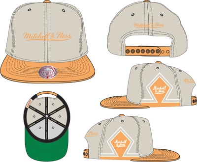 Mitchell & Ness Tan Diamond Snapback Hat