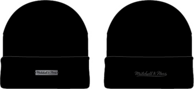 Mitchell & Ness Black Metal Script Knit Hat